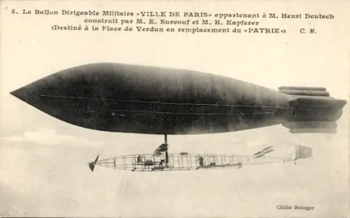 Ak Luftschiff, Militärballon Ville de Paris, Place de Verdun