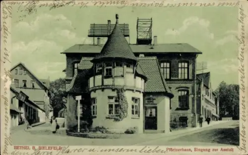 Ak Bethel Bielefeld in Nordrhein Westfalen, Pförtnerhaus, Eingang zur Anstalt