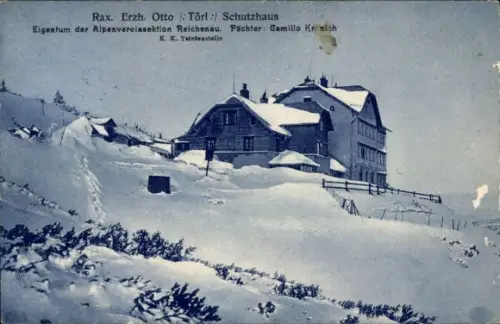 Ak Rax, Erzherzog Otto Törl Schutzhaus