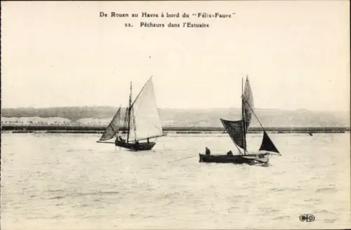 Ak Rouen Seine-Maritime, Fischer in der Flussmündung