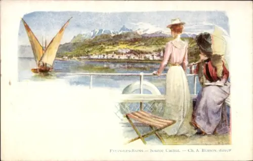 Künstler Ak Évian les Bains Haute Savoie, Source Cachat