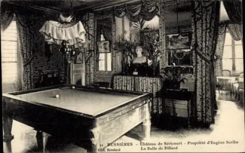 CPA Bussières Seine et Marne, Château de Séricourt, Salle de Billard