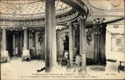 CPA Paquebot France, CGT, Le Grand Hall