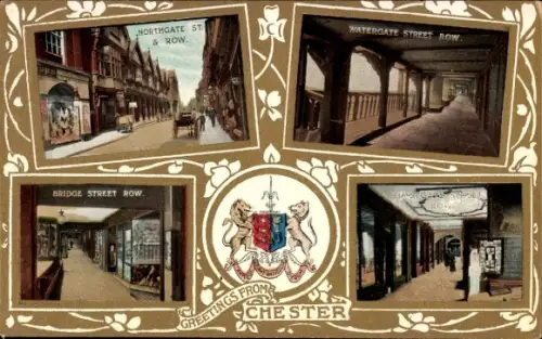 Ak Chester Cheshire England, Bridge Street Row, Watergate Street