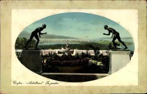 Präge Passepartout Ak Korfu Griechenland, Achilleion, Garten