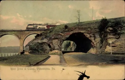 Ak Philadelphia Pennsylvania USA, River Drive & Tunnel