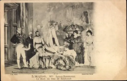 Ak L'Aiglon, La Mort du Duc de Reichstadt, Schauspielerin Sarah Bernhardt