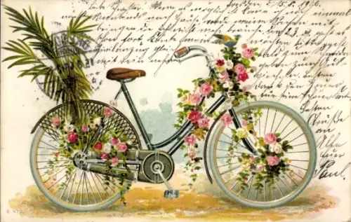 Litho Fahrrad, Blumen