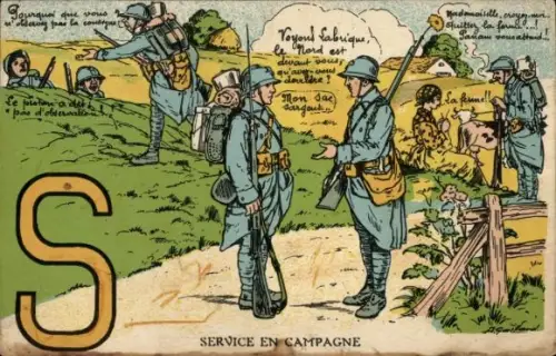 Buchstaben Ak Französische Armee, Soldaten beim Felddienst