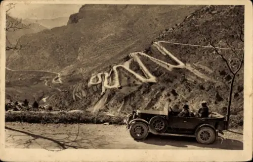 CPA Route de Nicé à Sospel, Les Lacets du Col de Braus