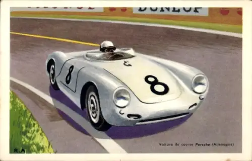 Künstler Ak Voiture de course Porsche, Allemagne, Rennwagen Nr 8