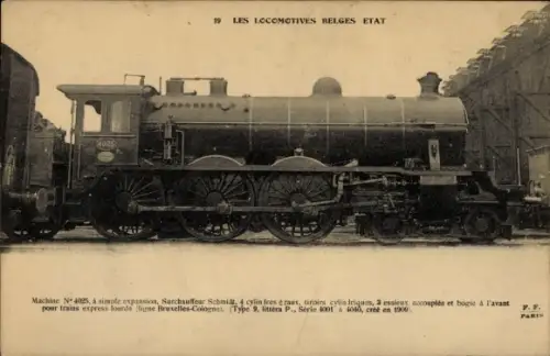 CPA Les Locomotives Berges Etat, Machine N 4025