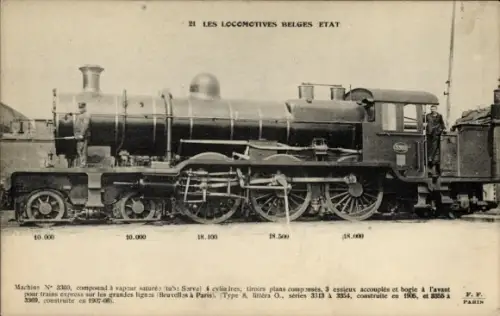 CPA Les Locomotives belge etat, Machine N 3360
