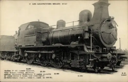 CPA Les Locomotives belge etat, Machine N 117