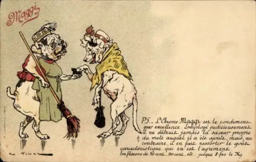Litho Vermenschlichte Hunde, Reklame Maggi-Aroma