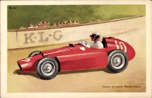 Künstler Ak Ferrari-Rennwagen, Rennauto