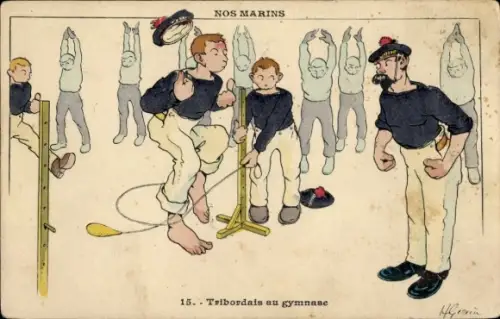 Künstler CPA Nos Marins, Tribordais au gymnase