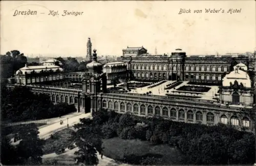 Ak Dresden Altstadt, Königlicher Zwinger, Blick vom Webers Hotel