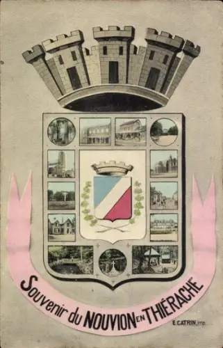 Wappen Ak Le Nouvion en Thiérache Aisne, Teilansichten