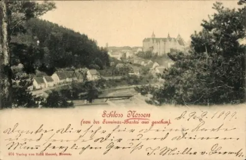 Ak Nossen in Sachsen, Schloss von der Seminar-Bastei gesehen