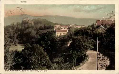 Ak Bad Kreuzen in Oberösterreich, Teilansicht, Ruine