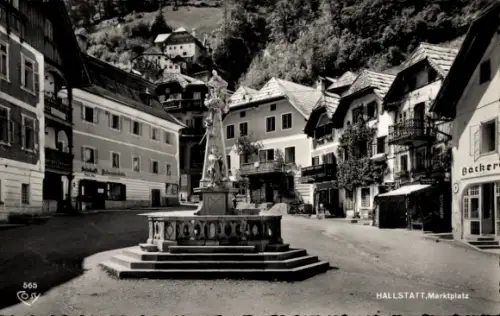 Ak Hallstatt im Salzkammergut Oberösterreich, Marktplatz, Bäckerei