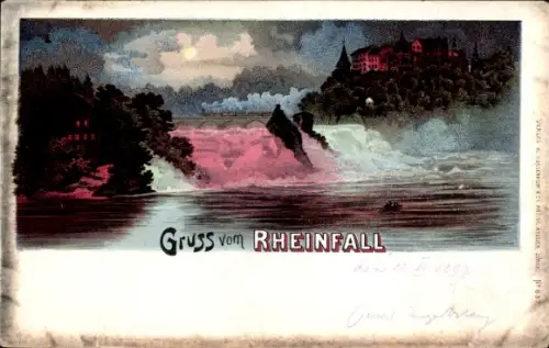Litho Neuhausen Kanton Schaffhausen, Rheinfall, größter Wasserfall Europas