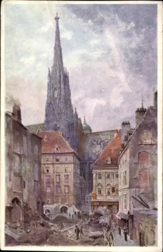 Künstler Ak Fischer L.H., Wien 1., Blick auf den Stefansturm