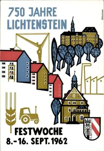 Wappen Ak Lichtenstein in Sachsen, 750 Jahrfeier, Festwoche 1962