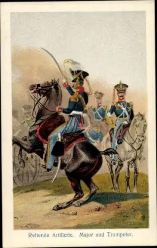 Ak Vormals Königl. Hannoversches Militär, um 1840, Reitende Artillerie, Major, Trompeter