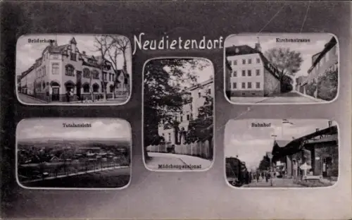 Ak Neudietendorf Nesse Apfelstädt, Brüderhaus, Bahnhof, Mädchenpensionat