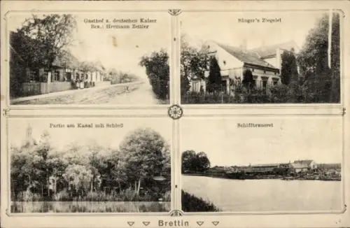 Ak Brettin Jerichow an der Elbe, Brettin: Gasthof z. Deutschen Kaiser (H.Zettler), Sängers Ziegel