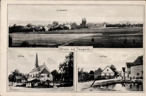 Ak Taugwitz bei Bad Kösen Naumburg an der Saale, Totalansicht, Kirche, Dorflage