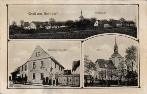 Ak Benndorf in Sachsen Anhalt, Totale, Kirche, Gasthof