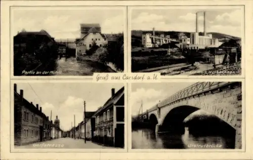Ak Carsdorf Karsdorf an der Unstrut, Partie an der Mühle,  Dorfstrasse, Unstrutbrücke