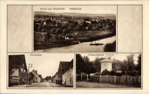 Ak Schellsitz Naumburg an der Saale, Totale, Dorfansicht, Kriegerdenkmal 1914|18