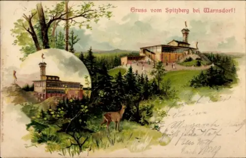 Litho Varnsdorf Warnsdorf Reg. Aussig, Spitzberg, Berghaus