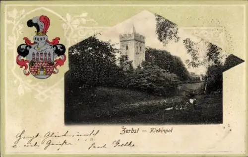 Präge Wappen Passepartout Ak Zerbst in Anhalt, Kiekinpot