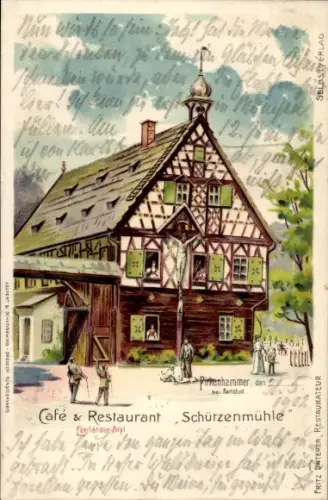 Litho Březová Pirkenhammer Region Karlsbad, Cafe Schützenmühle