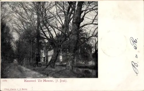 Ak Heeze Nordbrabant, Kasteel Te  Bäume, Straße, Schwarz-Weiß-Foto