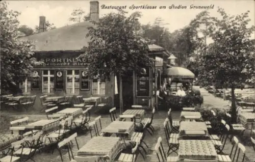 Ak Berlin Charlottenburg Westend, Restaurant Zur Sportklause am Stadion Grunewald, Paul Springer