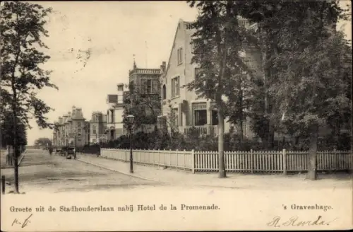 Ak 's Gravenhage Den Haag Südholland, Stadhouderslaan nabij Hotel de la Promenade