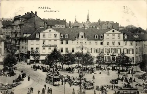 Ak Kassel in Hessen, Blick auf den Königsplatz, Hotel König v. Preußen