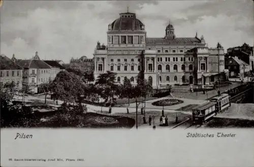 Ak Plzeň Pilsen Stadt, Städtisches Theater