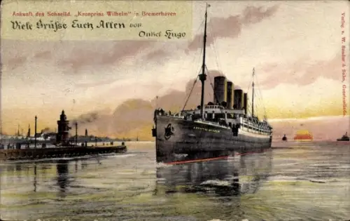 Ak Bremerhaven, Ankunft des Schnelldampfers Kronprinz Wilhelm