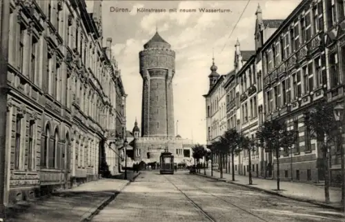 Ak Düren im Rheinland, Kölnstrasse mit neuem Wasserturm