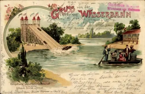 Litho Berlin Wilmersdorf Halensee, Terrassen am Halensee, Wasserbahn