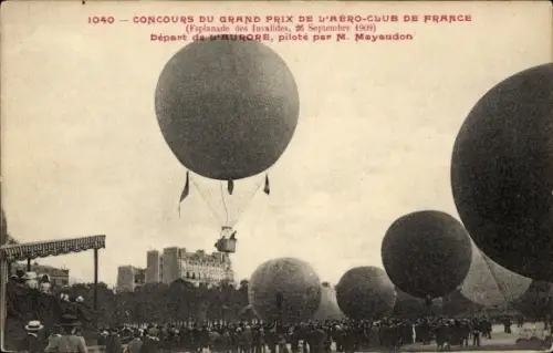CPA Concours du Grand Prix de l'Aero Club de France, Depart de l'Aurore