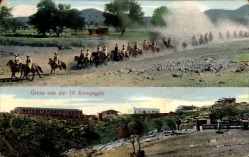 Ak Deutsches Heer, IV. Kompagnie, Soldaten zu Pferden, Südwest Afrika