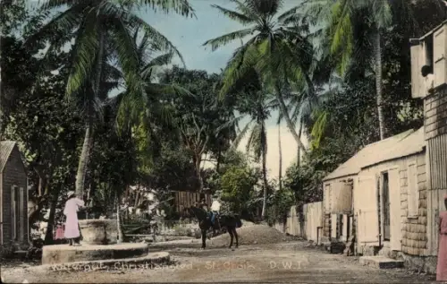 Ak Christiansted St. Croix Virgin Islands Jungferninseln, Straße, Häuser, Palmen